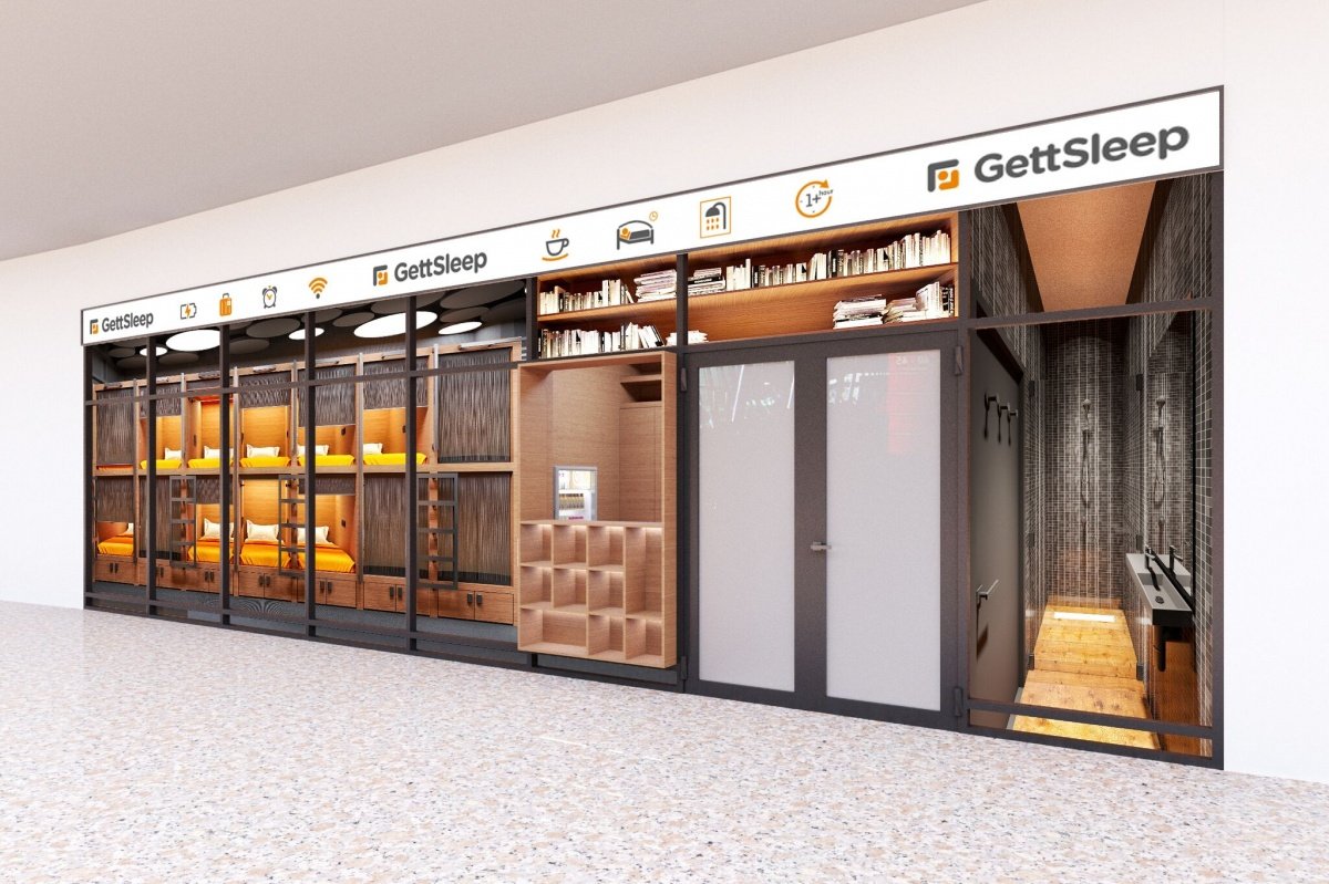 Новый капсульный отель GettSleep открылся в “чистой” зоне Терминала D /  Международный аэропорт Шереметьево